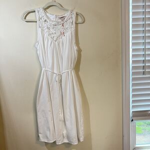 Knox Rose Sleeveless White Dress Lace Cutout Top Tassel Tie String Size S New